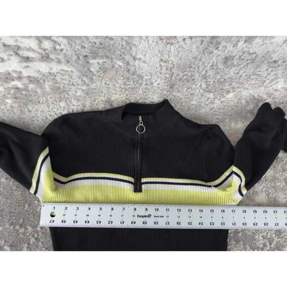 Arizona Jean Co Size XL Mock Neck Striped 1/4 Zip Sweater Dress Black Yellow - Picture 4 of 8